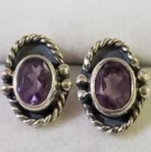 Silver Amethyst Pierced Earrings NEW-FINAL PRICE